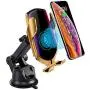 DHong Smart in-Car Mobile Phone Holder IR Sensor Automatic Clamping Plus 10W Qi Wireless Fast Charging Car Charger Compatible for iPhone 8 Xs XR Galaxy S9 S8 S7 Note9 (Gold + Suctorial Cup Bracket)