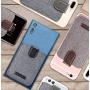 BIAJIYA Card Holder for Back of Phone RFID 5 Pull Credit Card Cash Cell Wallet Pocket Canva Leather Case for iPhone/Android/Samsung/Smartphones (Black)
