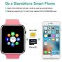 Smart Watch - Sazooy Bluetooth Smart Watch Support Make/Answer Phones Send/Get Messages Compatible Android iOS Phones with Camera Pedometer SIM SD Card Slot for Men Women (Pink)