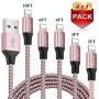 Phone Charger Cable Rose Gold - Sagmoc USB Cord with Highspeed Nylon Braided 【5 Pack】10FT 2x6FT 3FT 2FT Compatible with XS/XS MAX/XR/X/8/8Plus/7/7Plus/6/6Plus/6s/6sPlus/5/5s/AIR/PRO and More (Pink)