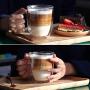 BOQO Glass Cups,Double Walled Insulated Drinking Glasses with Handle,Set Of 2 Mugs(400ml Water Glasses)