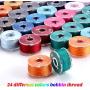 144 Pieces Prewound Bobbins Sewing Thread Bobbins Compatible with Brother/Babylock/Janome/Elna/Singer Embroidery Machine, Size A (24 Colors)