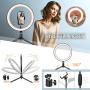 Ring Light, BEACON 10" LED Ring-Light-with-Tripod-Stand and Phone Holder for Live Streaming & YouTube Video, Dimmable Desk Makeup Ring Light for Photography, with 3 Light Modes & 10 Brightness Level