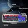 Colorful Backlit Gaming Keyboard - FN Multi-Functional Combination, Metal Mobile Phone Holder, Ergonomic Hand Rest, Waterproof, Suitable for Windows PC Gamers and Offices (PK-900 Mechanical Keyboard)