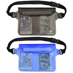 Freegrace Waterproof Pouches with Waist Strap / Pouch Case Bundle Set- Keep Your Phone & Valuables Dry and Safe - Waterproof Dry Bags for Boating Swimming Snorkeling Kayaking Beach Water Parks Pool