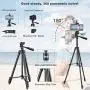 Phone Tripod, 51" Extendable Travel Lightweight Tripod Stand with Carrying Bag, Universal Tripod with Bluetooth Remote, Cell Phone Mount for iPhone Xs/Xs Max/Xr/X/8/8 Plus/Samsung/Android Phone,Camera Phone Tripod, 51" Extendable Travel Lightweight Tripod Stand with Carrying Bag, Universal Tripod with Bluetooth Remote, Cell Phone Mount for iPhone Xs/Xs Max/Xr/X/8/8 Plus/Samsung/Android Phone,Camera