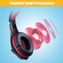 TURN RAISE Upgraded 3.5mm Stereo Gaming Headset for Playstation 4, Xbox One, Noise Cancelling & LED Light Gaming Headphones with Mic for PS4, Laptop, PC, Smartphones, Flexible Volume Control (Red)