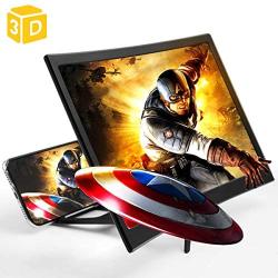 Screen Magnifier for Cell Phone Anti-Blue Light HD 12 Curved Projector 3D Phone Screen Amplifier with Foldable Holder Stand Screen Enlarger Compatible with iPhone 11 Pro Max XS XR X 8 Samsung Galax