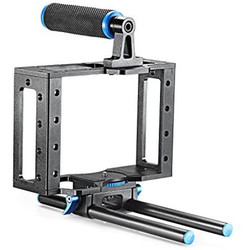Neewer Aluminum DSLR Camera Cage Kit With 15mm Rod Rig For Nikon Pentax Canon Sony and Other DSLR Camera to Mount Microphones, Monitor, Sound Recorders, Top Handle, Tripod, Follow Focus