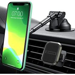 VANMASS 2020 Industry-Leading Zinc Alloy Universal Magnetic Car Mount with 6 Powerful Magnet, Long Telescopic Arm, Enhanced Gel Suction Cup, Dash Windshield Vent Phone Holder for All Phone&Tablet