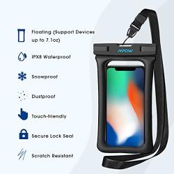 Mpow 084 Waterproof Phone Pouch Floating, IPX8 Universal Waterproof Case Underwater Dry Bag Compatible iPhone 11 Pro Max/XS Max/XR/X/8P/7P Galaxy S10/S9 Note 10/9 Google Pixel Up To 6.5" (Black+Black)