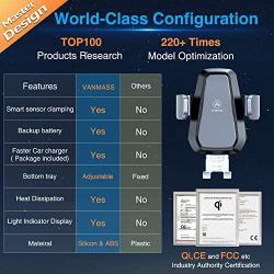 VANMASS Wireless Car Charger Mount, Automatic Clamping, 10W Qi Fast Charging, QC 3.0 Car Charger, Windshield Dash Air Vent Phone Holder Compatible with iPhone 11Pro Max XS SE, Samsung S20 S10 Note10