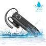 HIFEER Bluetooth Headset Waterproof Voice Command Wireless Bluetooth Earpiece with Noise Canceling Mic Hands Free for iPhone Android Samsung Cell Phone - Black