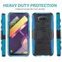 CasemartUSA Phone Case for [LG Premier Pro Plus (L455DL)], [Refined Series][Sky Blue] Cover with Kickstand & Holster for LG Premier Pro Plus (Tracfone, Simple Mobile, Straight Talk, Total Wireless)