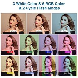 10" RGB Selfie Ring Light, LED Ringlight 3200-6500K with Tripod Stand & Cell Phone Holder for Live Stream/Make Up/YouTube/TikTok/Photography/Video Recording Compatible with iPhone & Android Phone