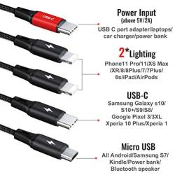 CHAFON USB C to Multi Charging Cable,4 in 1 Type C Charger Cord Nylon Braided Adapter with Type C/Micro/Phone Compatible with Cell Phones,Camera,Tablets,Amazon fire,and More(4FT/2 Pack)