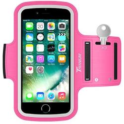 Trianium Armband for Smaller Phone Sport Running Pouch Case Fit Phone Diagonal Size up to 5.85" for iPhone X 8 7 6s 6, iPhone SE 5S 5 5C, Galaxy s9 s8 s7 s6 s5 [ArmTrek Classic Hot Pink]