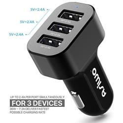 Asiwo 3-Port USB Car Charger,Car Phone Smart Charger compatible iPhone X/8/8Plus 7 6S 6 Plus, Samsung Galaxy S9 S8 S7 S6 Edge, Note 8 5 4, Nexus 6P, iPad, Mp3&More