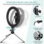 Selfie Ring Light 10" with Tripod Stand & Phone Holder for Live Streaming & YouTube Video, Makeup Ring Light & Dimmable Desk Ring Light with Wireless Remote for Photography with iPhone Android