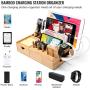 Darfoo Bamboo Charging Station Organizer for Multiple Devices with iWatch&Airpod Stand | Desktop Docking Station Organizer for iPhone, Android Phone, Storage Drawer(5 Charging Cables, No USB Charger)