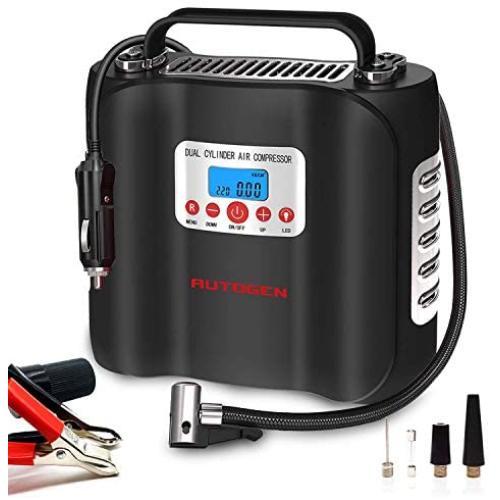 AUTOGEN Air Compressor Tire Inflator Dual Cylinder 180W 120 PSI 12V, Portable Air Pump Tire Inflator with Digital Pressure Gauge for Car Truck Bicycle Motorcycle Balls and Others AUTOGEN Air Compressor Tire Inflator Dual Cylinder 180W 120 PSI 12V, Portable Air Pump Tire Inflator with Digital Pressure Gauge for Car Truck Bicycle Motorcycle Balls and Others