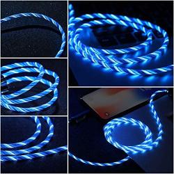 [Apple MFi Certified] Foxnovo Led iPhone Charger Cable, 2-in-1 Led Lightning Cable with 360° Flowing Light for iPhone 11/11 Pro/Max/XS/XR/X/8/8 Plus/7/7 Plus/6/6 Plus/5s/5s Plus/Android (Blue),3.3 ft