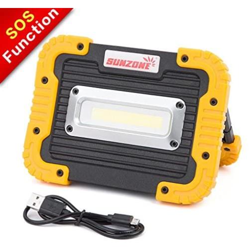 SUNZONE LED Work Light, Portable COB Flood Lights, Job Site Lighting,Builtin Rechargeable Battery Power Bank, IP55 Waterproof Rate for Outdoor Camping,Hiking,Car Repairing and SOS Emergency Mode