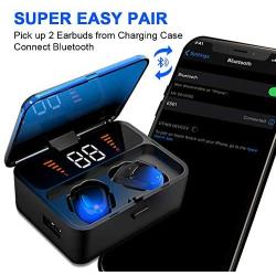 Wireless Earbuds Bluetooth 5.0 Headphones in Ear Headset Earphones HiFi Deep Bass CVC8.0 Noise Cancelling Waterproof 100H Playtime Touch Control with Mic Charging Case for Gym Workout Running