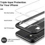 CASEKOO Crystal Clear Compatible with iPhone 11 Case, [Anti-Yellowing] Shockproof Protective Hybrid Phone Cases Slim Fit Cover for iPhone 11 (6.1 inch) 2019 - Matte Black