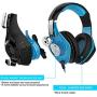 GM-1 Headphones Compatible PS4 Pro PC Tablet Cellphone,AFUNTA Stereo LED Backlit Gaming Headset with Mic-Blue