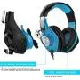 GM-1 Headphones Compatible PS4 Pro PC Tablet Cellphone,AFUNTA Stereo LED Backlit Gaming Headset with Mic-Blue