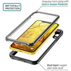 Justcool Designed for iPhone XR Case, Clear Full Body Heavy Duty Protection with Built-in Screen Protector Shockproof Rugged Cover Designed for iPhone XR Cases (2018) 6.1 Inch (Black)