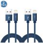 RoFI Compatible Phone Cable, [2Pack] 0.6M Nylon Braided Fast Charging USB Cord Replcement for Phone X 8 8 Plus 7 7 Plus 6s 6s Plus 6 6 Plus 5 5S 5C SE Pad Air Mini and More (2 Pack Dark Blue, 2 FT)