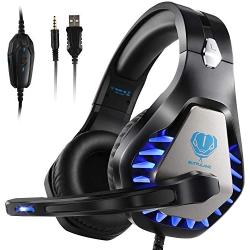 Gaming Headset for PS4  Nintendo Switch Xbox One PC with LED Light  Noise Canceling Gaming Headphone with Soft Memory Earmuffs Gaming Headset with Mic