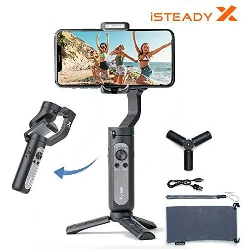 Hohem iSteady X 3-Axis Gimbal Stabilizer for Smartphone, AI Face/Object Tracking,Compatible for iPhone 11/X/XR/XS Samsung S10/S9-Black(with tripod) Hohem iSteady X 3-Axis Gimbal Stabilizer for Smartphone, AI Face/Object Tracking,Compatible for iPhone 11/X/XR/XS Samsung S10/S9-Black(with tripod)