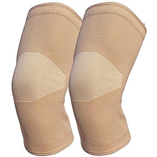 Knee Braces for Knee Pain (2 Pack)- Knee Compression Sleeves for Arthritis Pain and Support，Meniscus Tear, ACL, MCL, Running, Workout,Sports (Beige, S)