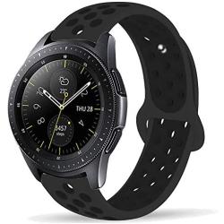 Compatible with Samsung Galaxy Watch Active 40mm/Galaxy Watch 42mm Bands Sets, 20mm Breathable Silicone Strap Sports Replacement Wristband for Galaxy Watch Active 40mm (Black-Black)