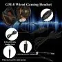Pro Gaming Headset for PC PS4 Xbox One Surround Sound Over-Ear Headphones with Mic LED Light Bass Surround Soft Memory Earmuffs for Computer Laptop Switch Games Kid’s Boy’s Teen’s Gifts