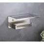XVL Toilet Tissue Paper Holder with Mobile Phone Storage Shelf Brushed XVL Toilet Tissue Paper Holder with Mobile Phone Storage Shelf Brushed