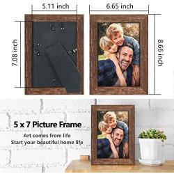 ZIRANLING 5X7 Picture Frame Wood Rustic Brown Set of 6 Packs for Table Top and Wall Mounting Display