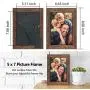 ZIRANLING 5X7 Picture Frame Wood Rustic Brown Set of 6 Packs for Table Top and Wall Mounting Display