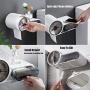 Toilet Paper Holder - Wall Mounted Waterproof Paper Holder Bathroom Paper Roll Holder with Smartphone Holder Shelf, No Drilling Waterproof Toilet Paper Holder, Large Dual Capacity
