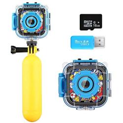 Kids Camera, iMoway Waterproof Video Cameras for Kids HD 1080P Kids Digital Cameras Camcorder with 16GB Memory Card, Card Reader and Floating Hand Grip (Blue)