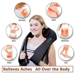 Neck Massager, Shiatsu Back Massagers with Heat Function and Electric Deep Tissue 3D Kneading, Relieve Muscle Pain, for Shoulder, Travel, Office, Home, Car