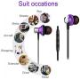 Headphones in-Ear Earbuds Earphones, 3.5mm Metal Housing Best Wired Bass Stereo Headset Built-in Mic/Hands-Free/Volume Control+Carrying Bag+2 Pair Earbuds (Purple)