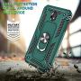 Galaxy J7 2018/J7 Aero/J7 Top/J7 Crown/J7 Aura/J7 Refine/J7 Eon Case with Tempered Glass Screen Protector [2Pack], Jshru Ring Car Mount Kickstand Phone Case for Samsung J7 Star Midnight Green