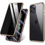 iPhone 11 Pro Case, ZHIKE Anti-Peep Magnetic Adsorption Case Front and Back Tempered Glass Full Screen Coverage One-Piece Design Flip Privacy Cover (Anti Spy-Clear Golden)