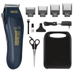 WAHL Lithium Ion Deluxe Pro Series Rechargeable Pet Clipper Grooming Kit with Low Noise & Heavy Duty Motor for Cordless Electric Trimming & Shaving Dogs – Model 9591-2100