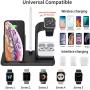 Wireless Charger, Acokki 3 in 1 QI Fast Charger Phone Holder Compatible with Airpods iPhone Samsung, Wireless Charging Holder Work for iWatch Series 4/3/2/1(Black)