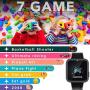 Kids Game Smart Watch for Boys Girls SmartWatch Phone with 7 Intelligent Games 8GB Micro SD Card SOS Alarm Timer 12/24 Hr Music MP3 Player for 4-12 Years Old Students Children Birthday Gift (2.Black)